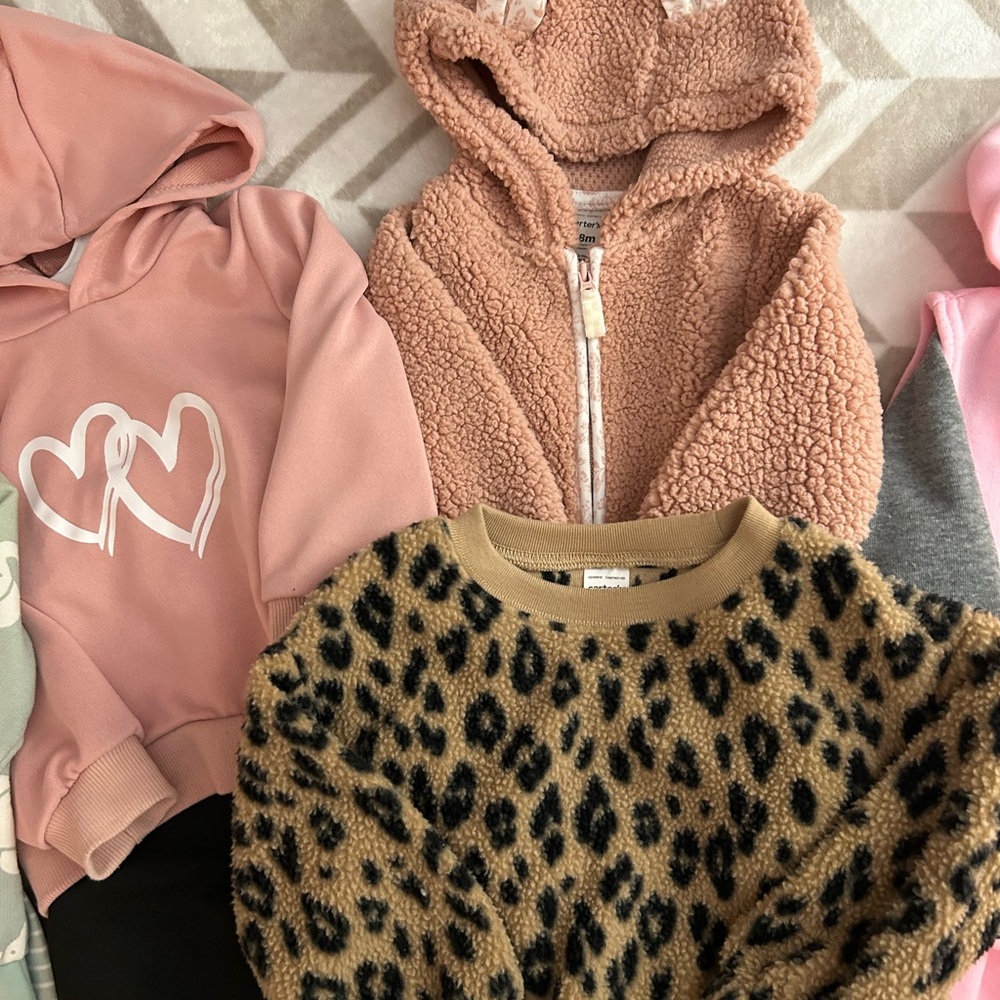 18 Month Girls cold weather Fall, Winter Bundle with Hoodies and Sweater outfits - Picture 4 of 11